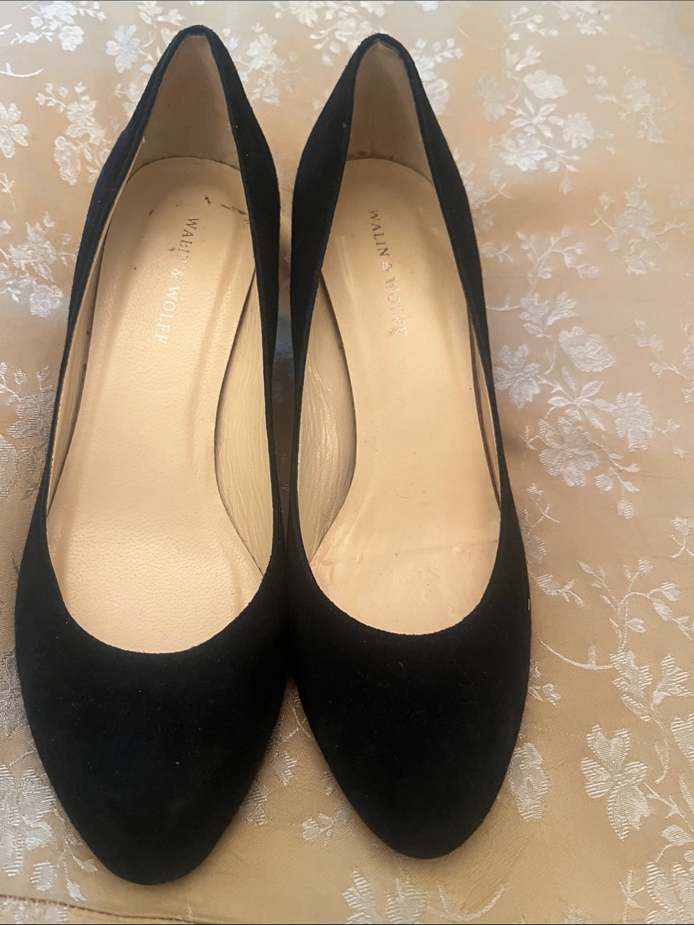 Black Suede Wedge Pumps